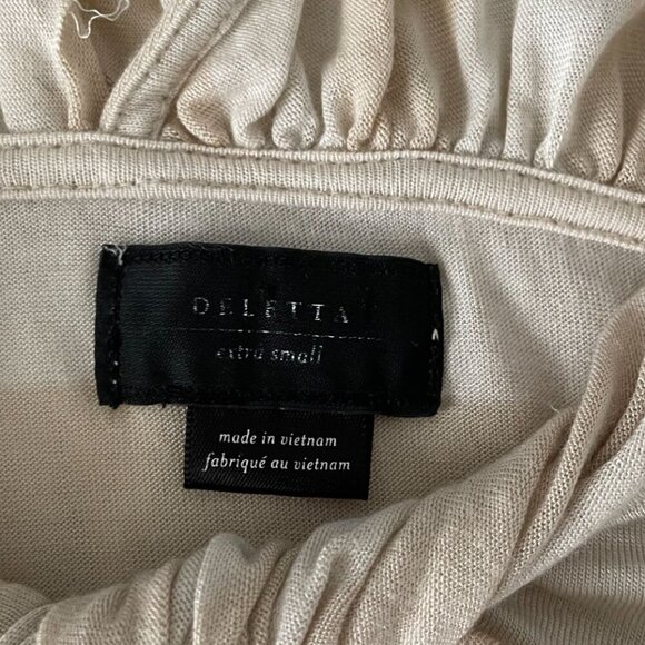 Anthropolgie Deletta XS Beige Striped Modal Top With Unique Twist Front Y2K - Picture 3 of 5